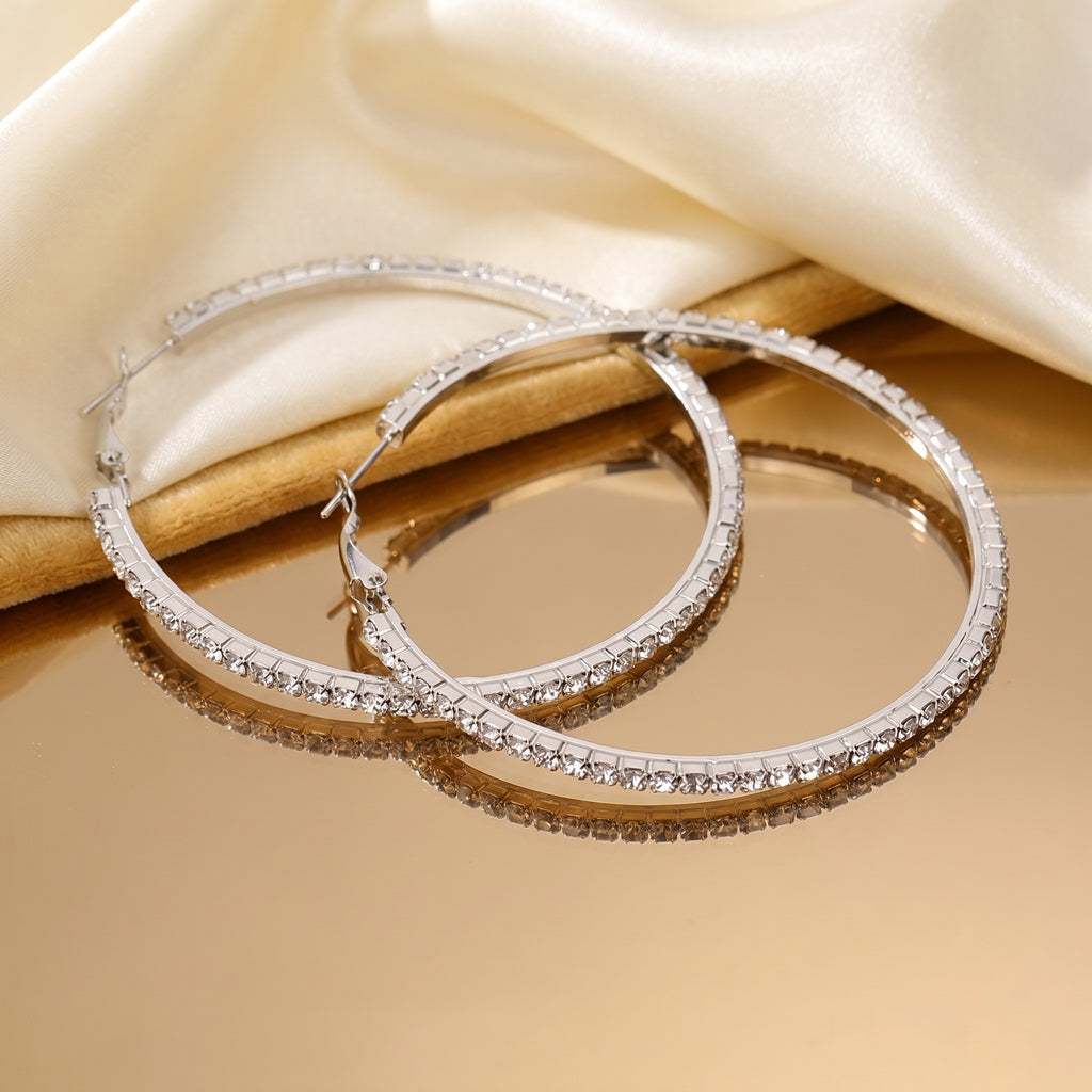 Glamorous Oversized Rhinestone Hoop Earrings