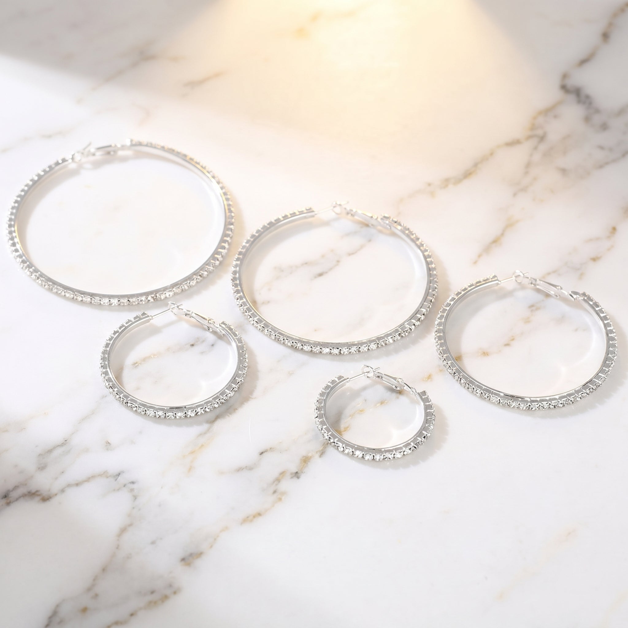 Glamorous Oversized Rhinestone Hoop Earrings