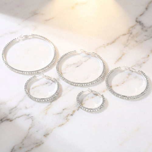 Glamorous Oversized Rhinestone Hoop Earrings